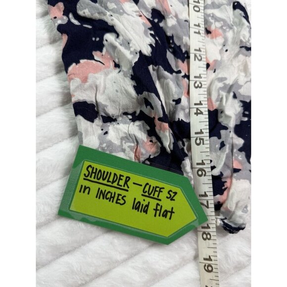 Saint Tropez West Blue Pink & Gray Abstract Print Popover Top Women's Size 1X - Picture 7 of 11